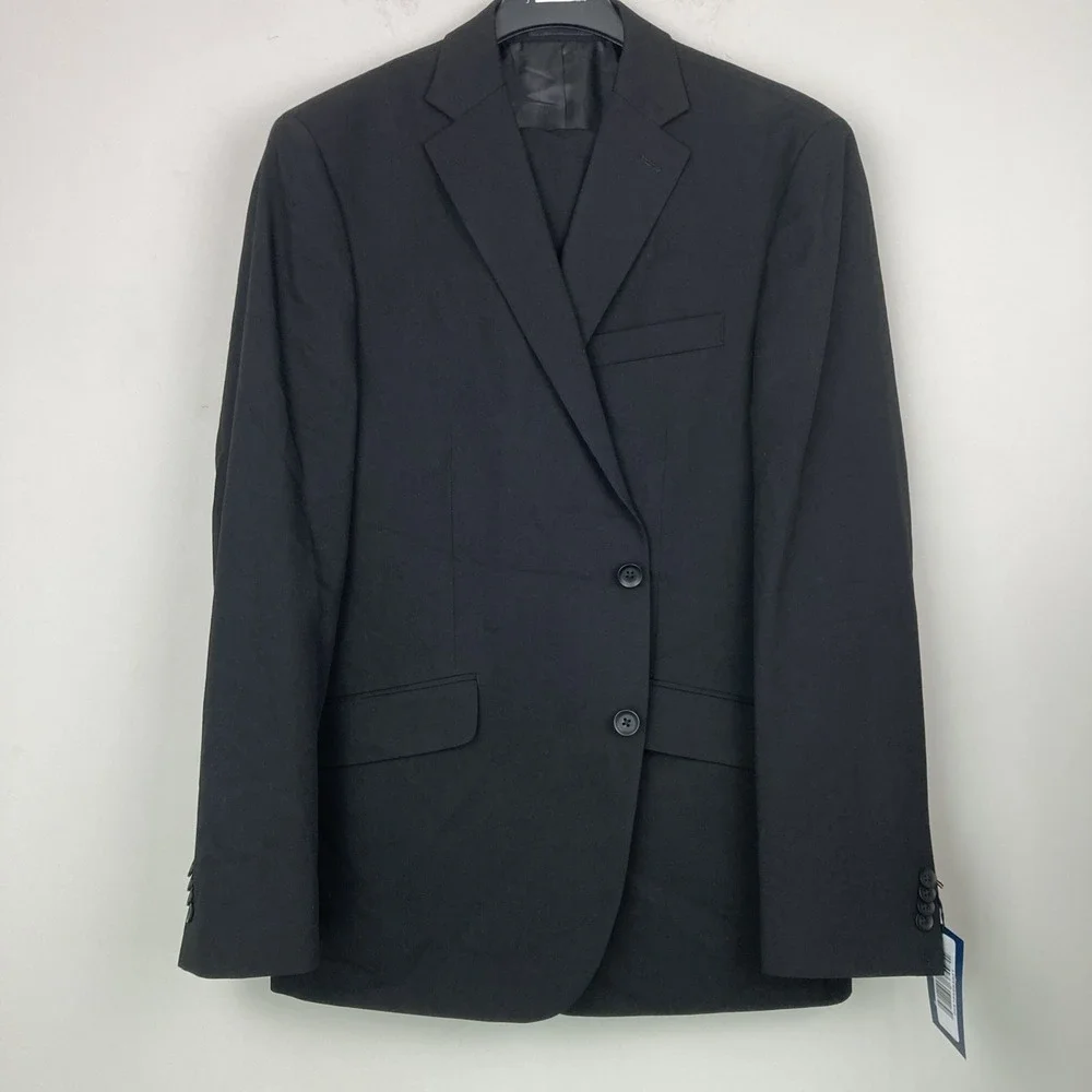 Kenneth Cole Men's Slim Fit 2-pc Suit Black Stretch Jacket 44R Pants 37W 33L